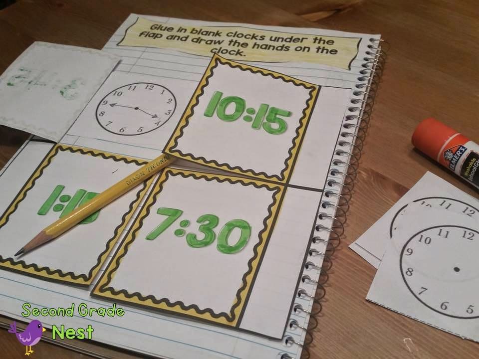 Telling Time Activities- Clock Activities for students- telling time to the hour, quarter hour, half hour, and five minutes- time centers, time interactive notebook, time worksheets