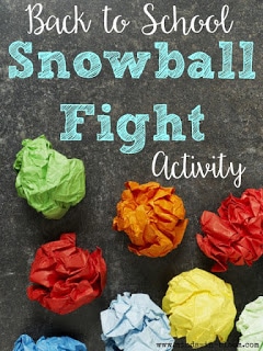 Back to school snowball fight activity.