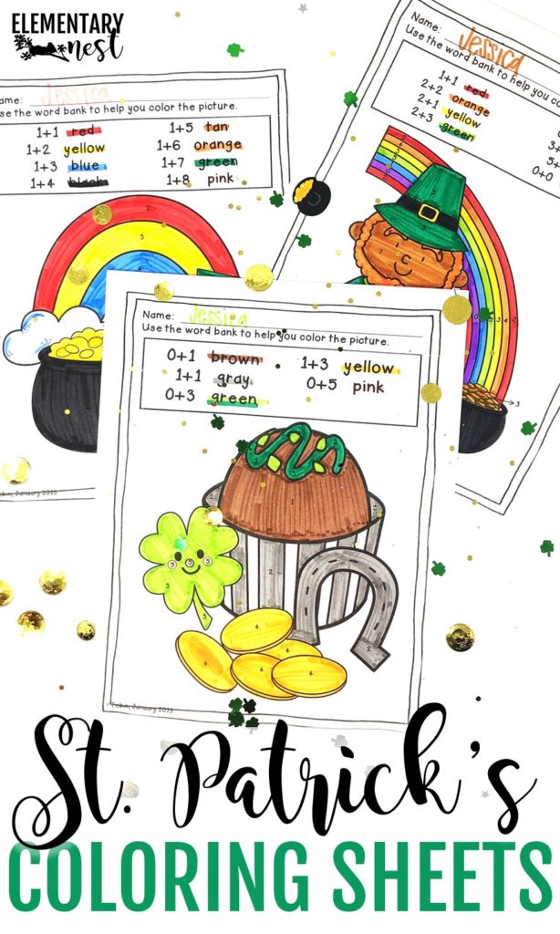 St. Patrick's Day coloring sheets for the elementary classroom.