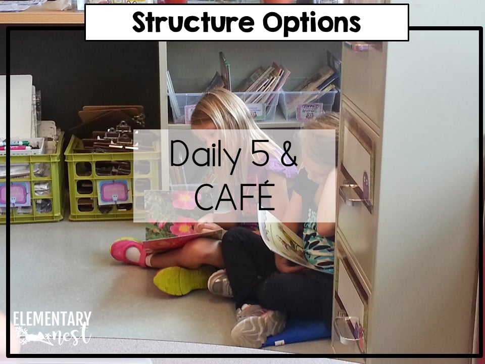 Different ways to set up your ELA time including Daily 5 and CAFÉ.
