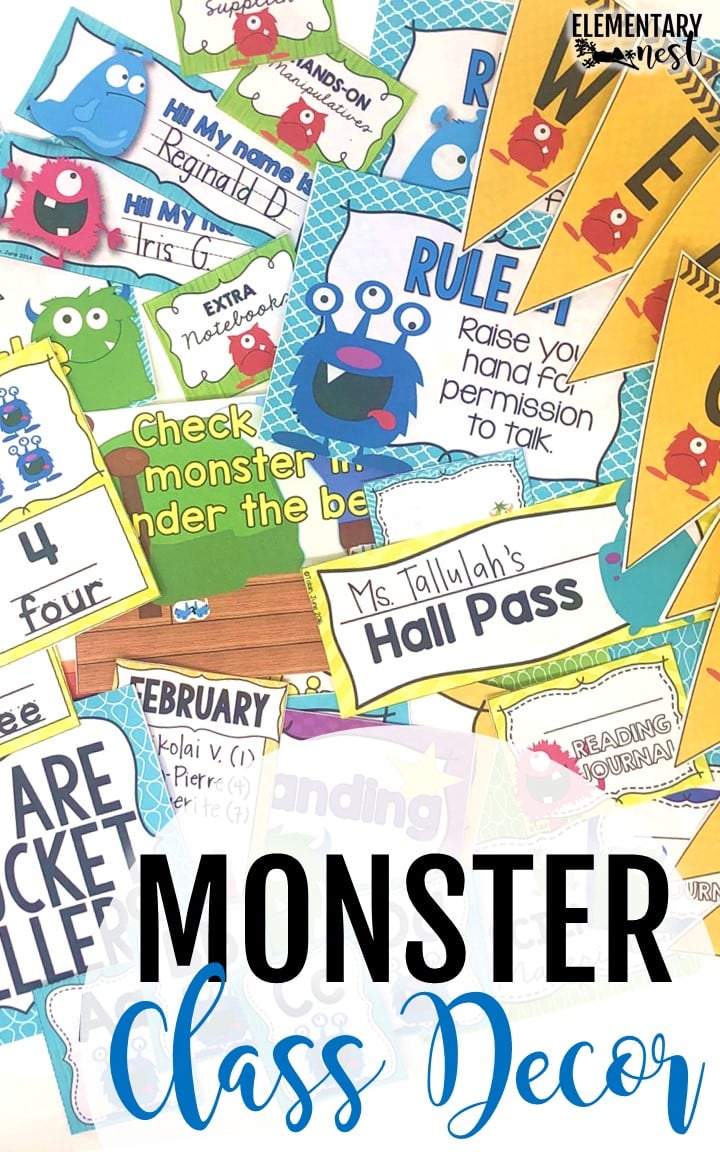 A monster themed classroom is a fun idea for classroom organization and classroom decor. Monster classroom decor ideas are gathered up in this blog post. There are monster decor ideas, green and blue colored items, and monster school supplies to decorate your monster themed classroom. 