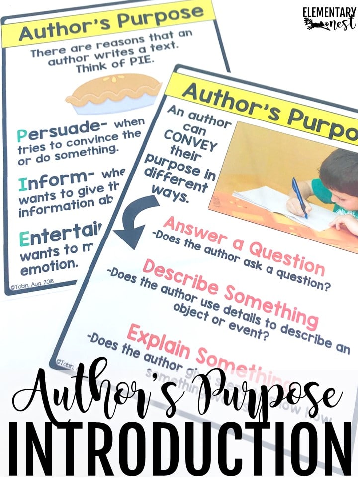 Author's purpose anchor chart- How to teach author's purpose in second grade, author's purpose teaching ideas for nonfiction texts #authorspurposeactivities #authorspurposeanchorcharts