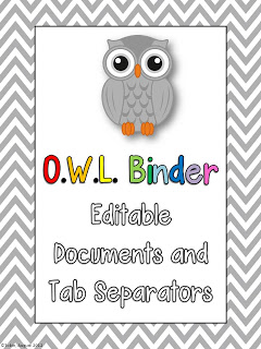 O.W.L. Binders for classroom organization- student responsibility take home binders for parent communication- OWL binders