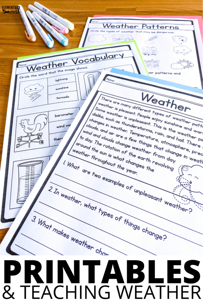 5 Great Weather Activities, Anchor Charts, and Weather Books Weather Worksheets and Reading Passages
