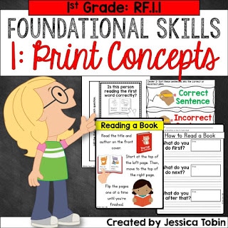 1st grade RF.1.1 print concepts foundational skills teaching unit.