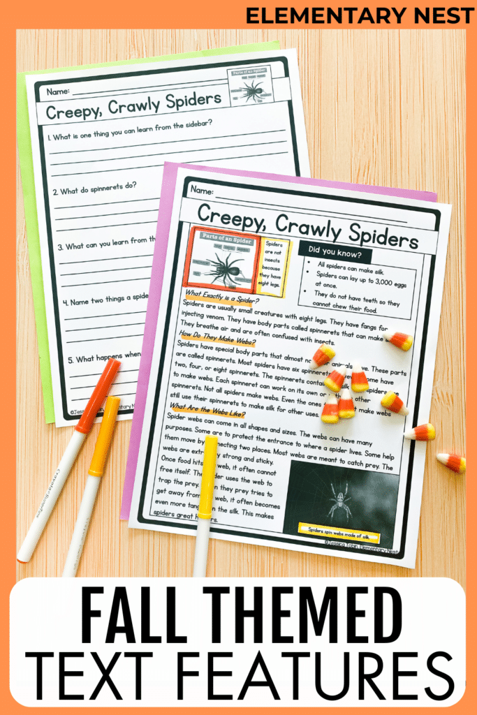 October Lesson Plan Themes and October Teaching Resources fall text features passages