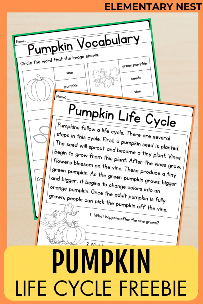 October Lesson Plan Themes and October Teaching Resources free pumpkin life cycle activity