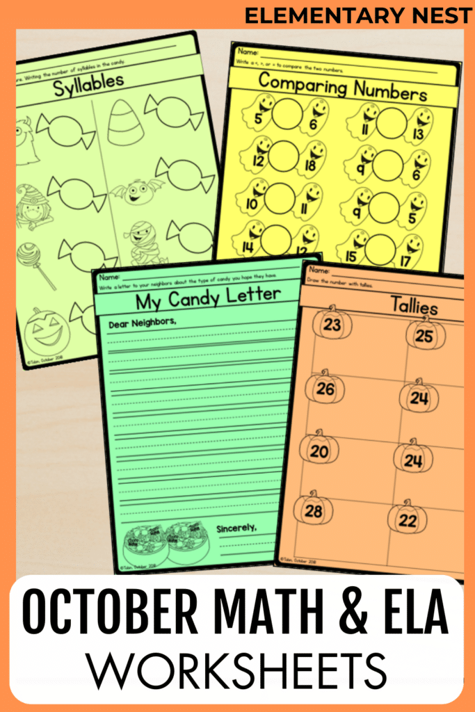 October Lesson Plan Themes and October Teaching Resources october math and ela spiral review worksheets
