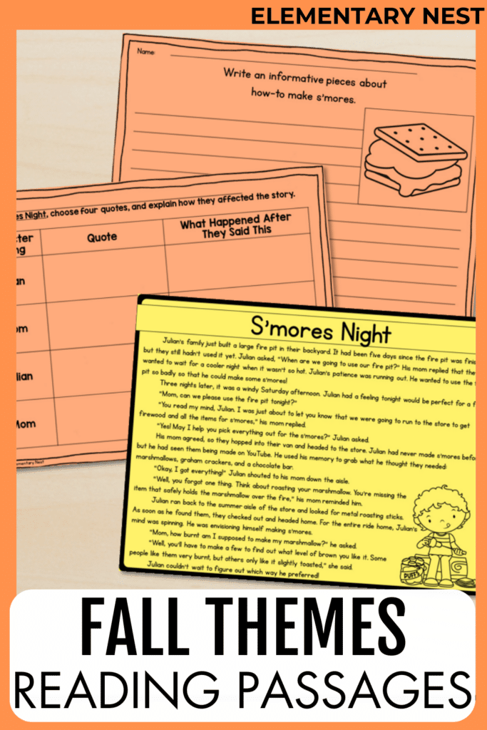 October Lesson Plan Themes and October Teaching Resources fall themed reading passages fiction