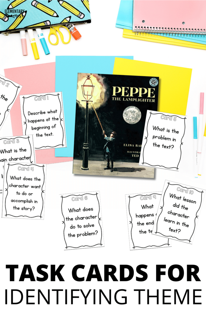 Teaching Theme and Summarizing Strategies in 4th and 5th Grade 4th and 5th Grade Theme Lesson Plan and activities including task cards