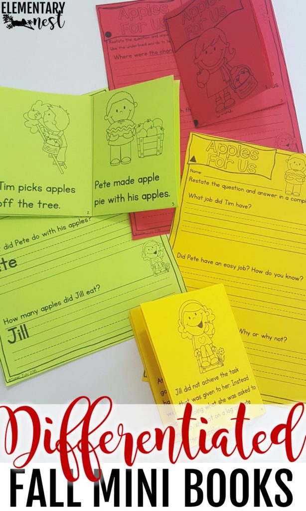 Differentiated reading mini books - fall-themed.
