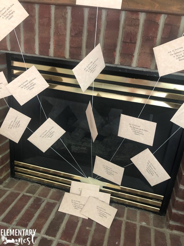 hogwarts letter in fireplace for harry potter party