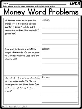 2 md 8 money word problems elementary nest