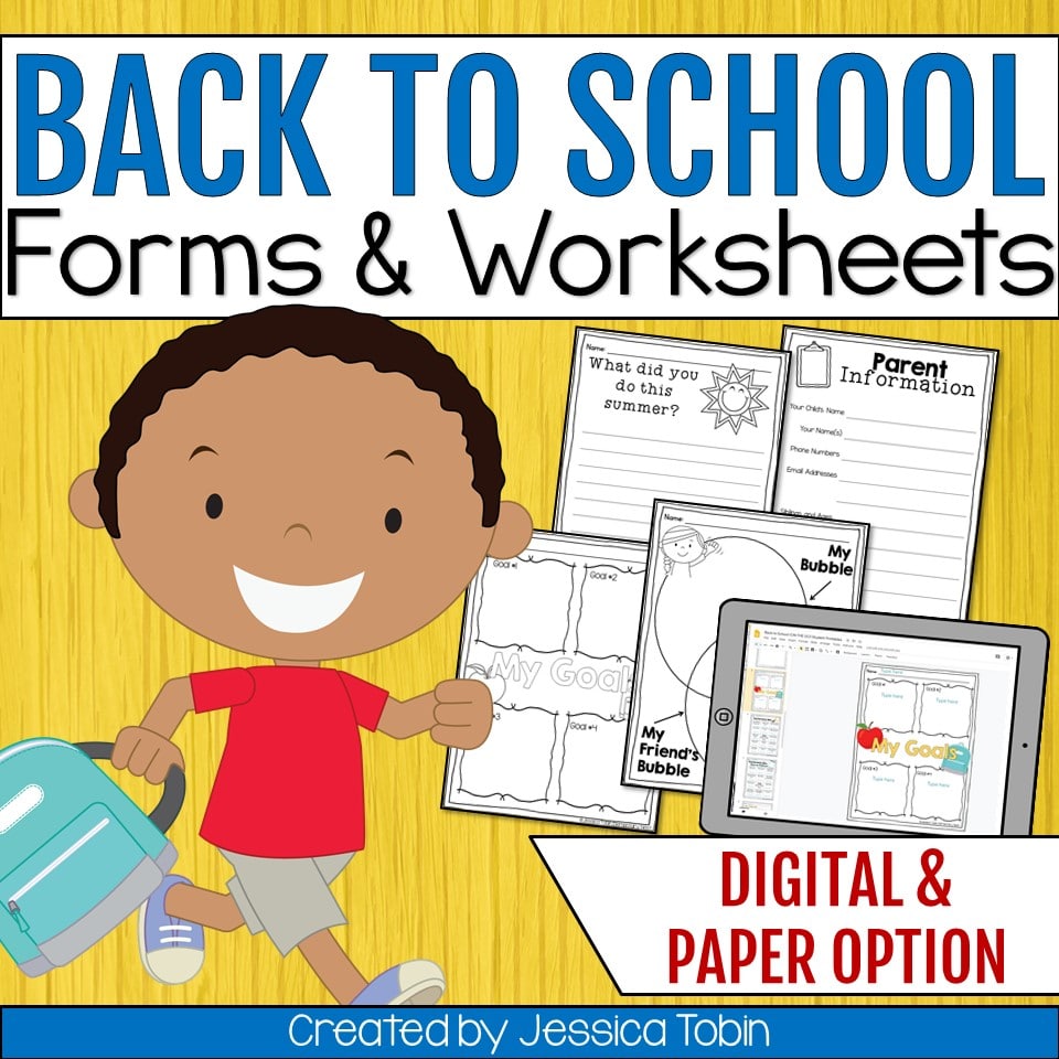 Back to school forms and worksheets