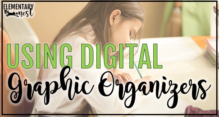 Blog post about using digital graphic organizers with student in background