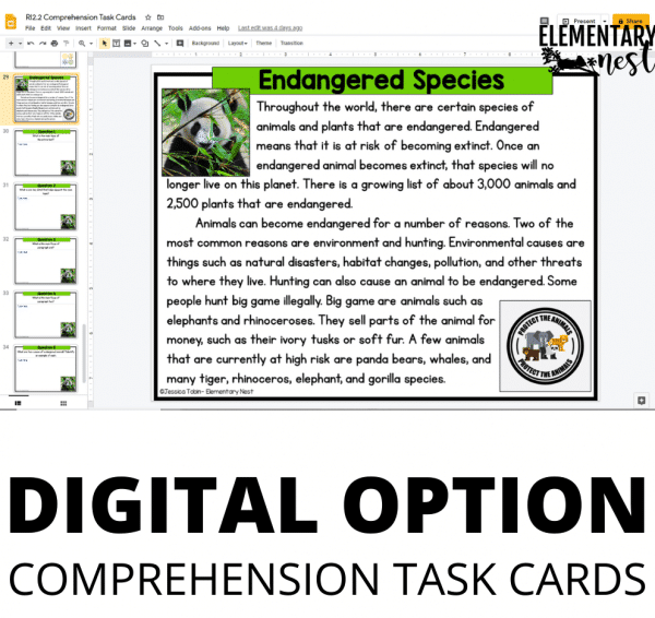 Practice Comprehension With Task Cards
