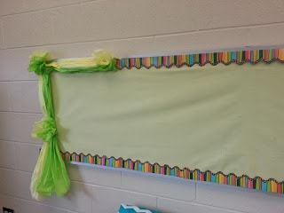 Angled view of DIY bulletin board decoration