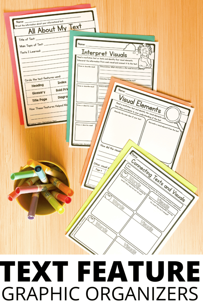 4 Fun Nonfiction Text Features Tips for Small Group Teaching text features graphic organizers for any book or text