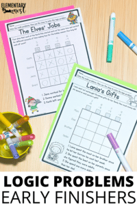 Logic problem early finisher activities, printable activities for critical thinking, elementary 