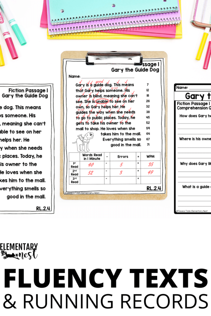 Running records for fiction and nonfiction fluency passages and texts with comprehension activities