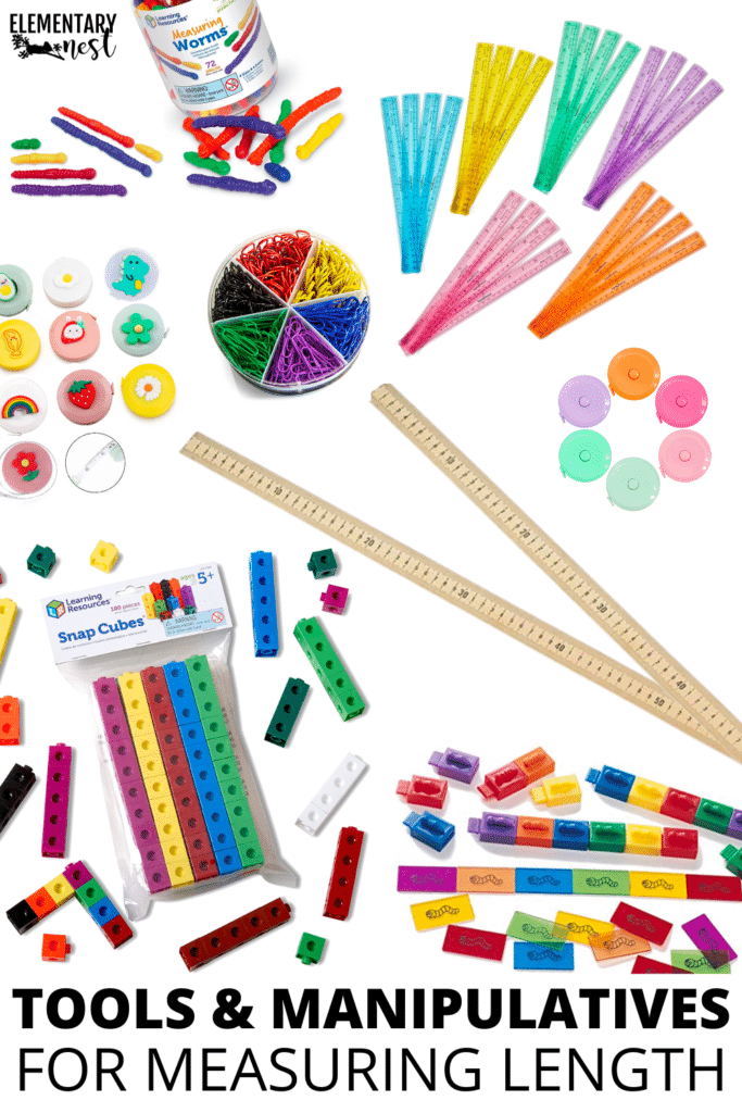 Find all of the tools and manipulatives you need for your measurement unit! Plus, how to keep organized for your math lessons and storage. This blog post covers math tools for length, time, money, graphing, and capacity!