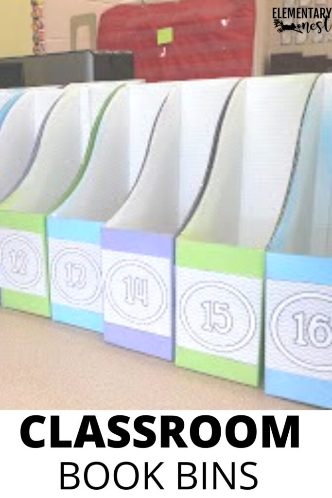 Create a Welcoming Classroom Community Environment in 7 Easy Steps Colorful book bins labeled with student numbers neatly lined up along a classroom shelf.