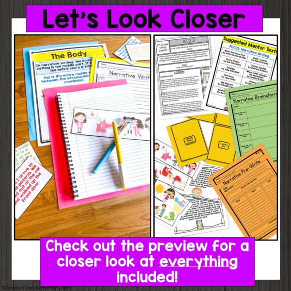 2nd Grade Narrative Writing Unit W.2.3, Graphic Organizers, Mini ...