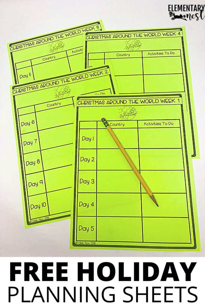 8 Fun Techy Christmas Around the World Activities Christmas Around the World classroom planning sheets for teachers.