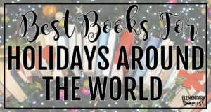 Blog post cover with the text “Best Books for Holidays Around the World” over a background of books and holiday lights.