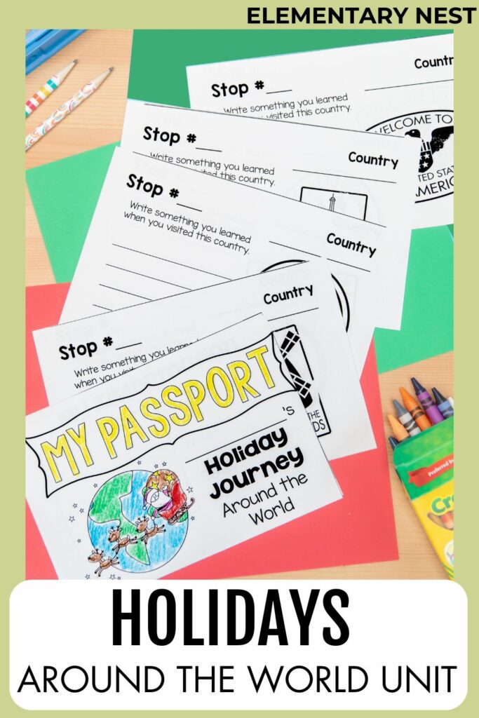 Holidays Around the World passport activity for students to learn about global celebrations.