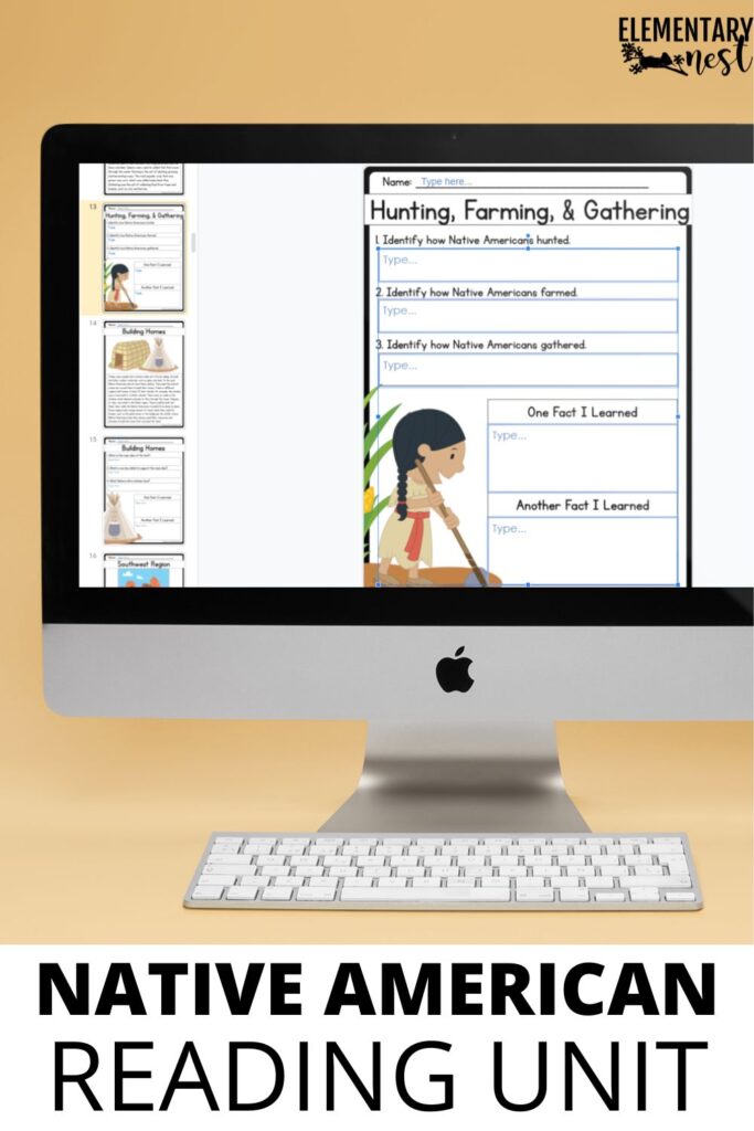 9 Fun Digital Thanksgiving Activities and Technology Games Computer screen displaying digital Native American reading passages and comprehension questions