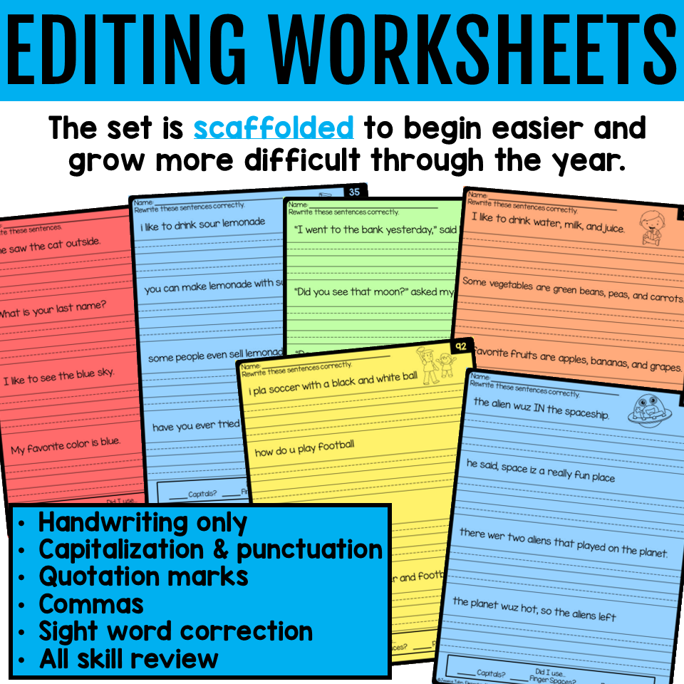 Sentence Editing Practice Sheets