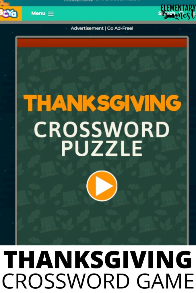 9 Fun Digital Thanksgiving Activities and Technology Games Online Thanksgiving crossword puzzle game on ABCya website