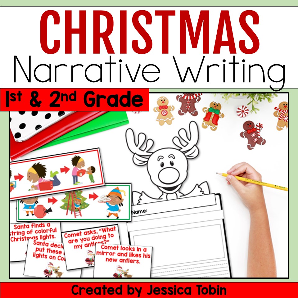 6 Fun Reindeer Activities Classroom Reading & Writing Crafts Christmas narrative writing activity for 1st and 2nd grade featuring sequencing cards, reindeer writing templates, and holiday visuals.