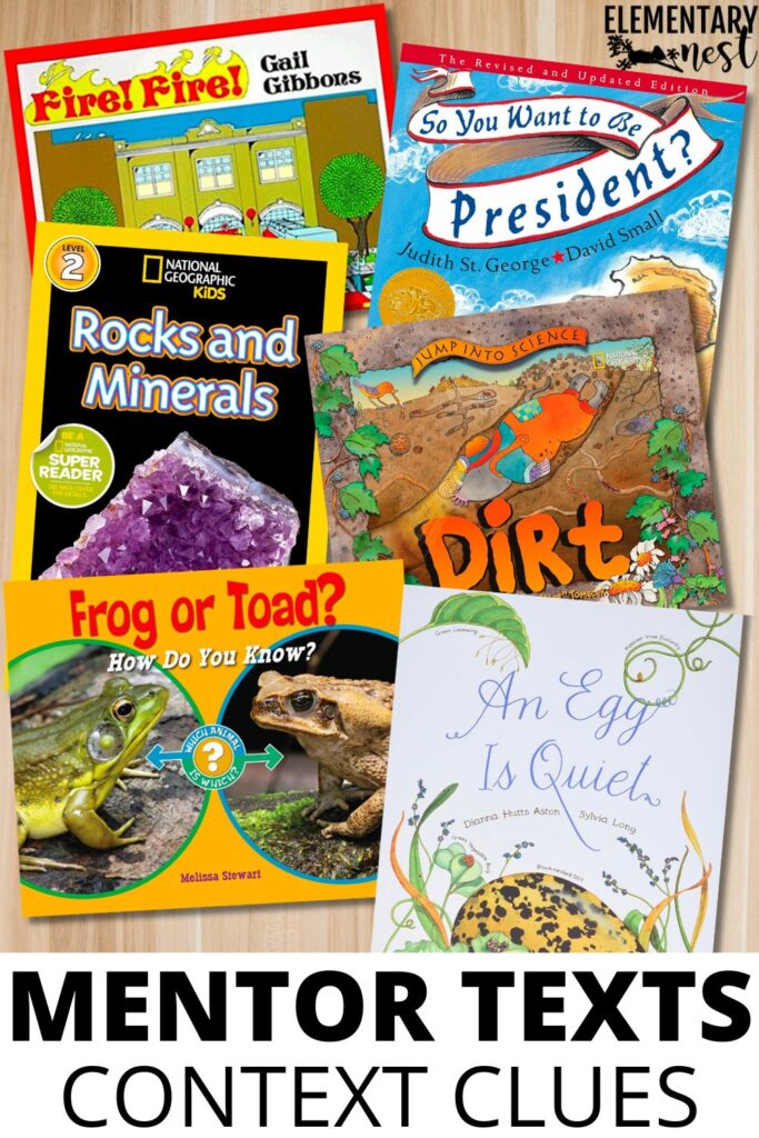 A collection of nonfiction children’s books used to teach context clues and vocabulary in reading lessons