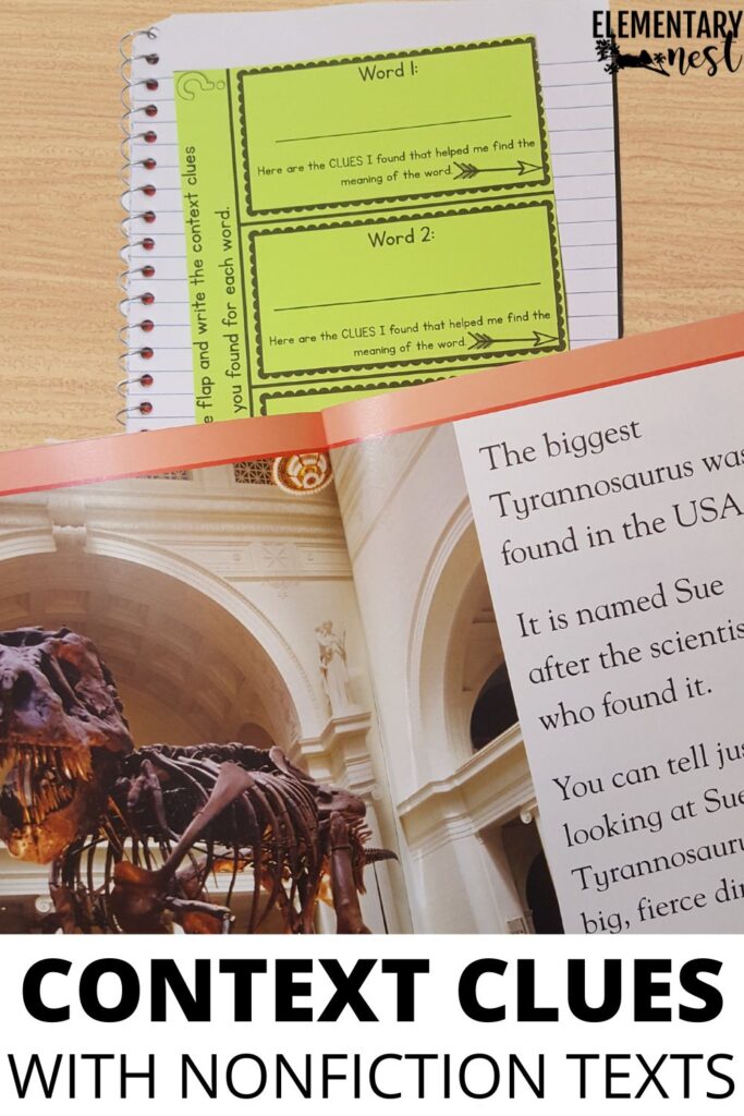 Worksheet activity focused on practicing context clues with nonfiction vocabulary