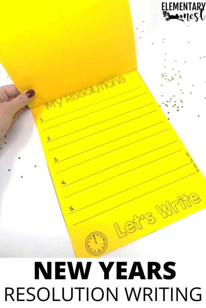 Printable New Year’s resolution writing page for students to set classroom goals.
