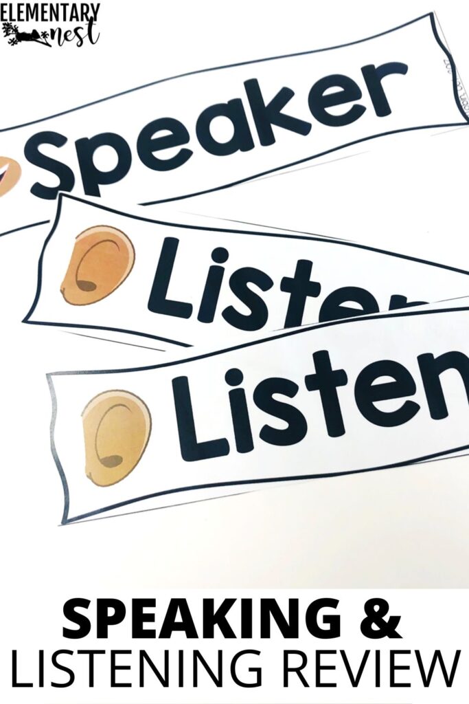 Classroom speaking and listening cards labeled “Speaker” and “Listener” for discussion activities.