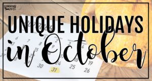 October calendar with pumpkin background highlighting unique October holidays for classrooms