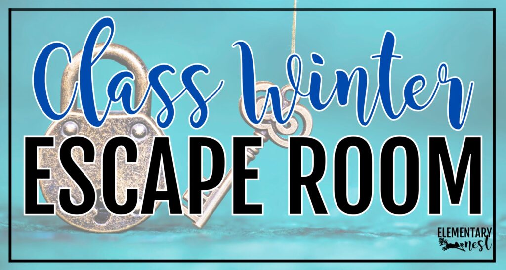 Classroom Escape Room: How to Set Up a Fun Winter Escape Room Winter classroom escape room activity for elementary students with key and lock image.