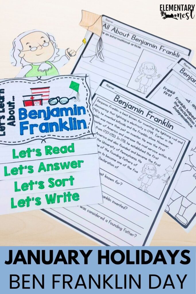 Benjamin Franklin reading and writing activities for the classroom.