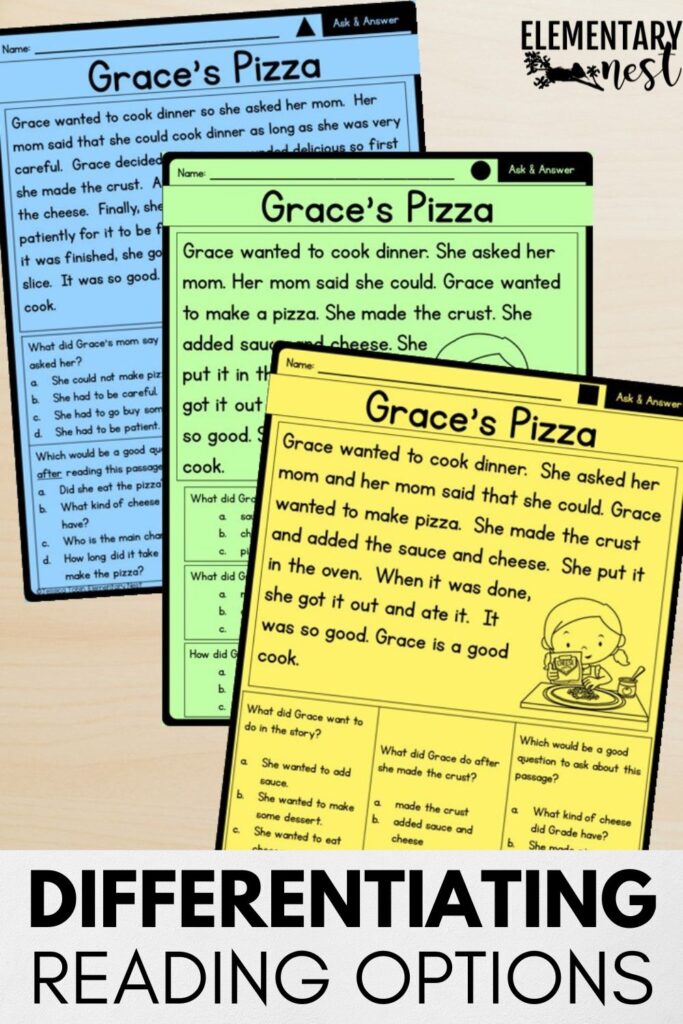 Differentiated multiple choice reading options to support elementary test taking strategies